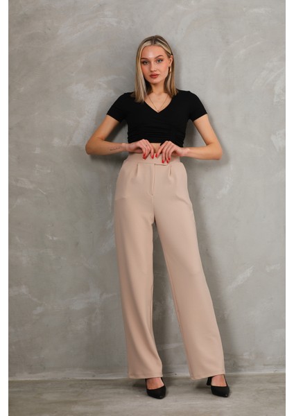 Kadın Kemer Çırtçırtlı Palazoo Pantalon