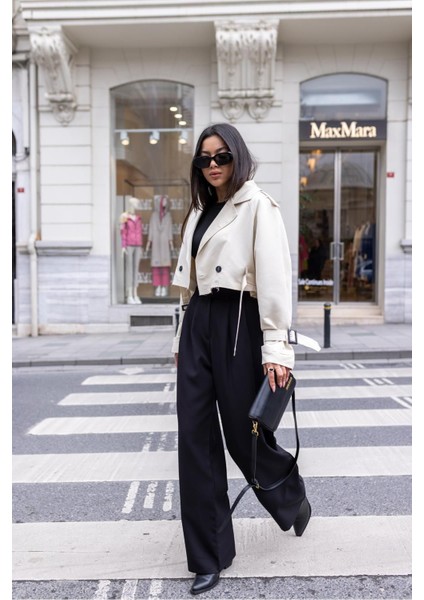 Siyah Beli Cırtcırtlı Pens Dikişli Palazzo Pantolon fırsatları