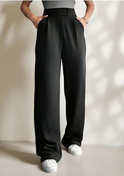 Kadın Beli Cırt Kapamalı Yüksek Bel Palazzo Pantolon modelleri