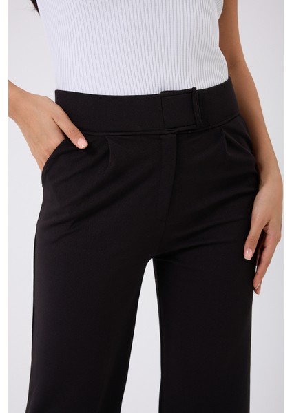 Kadın Likralı Cırt Kapama Siyah Palazzo Pantolon fiyatları