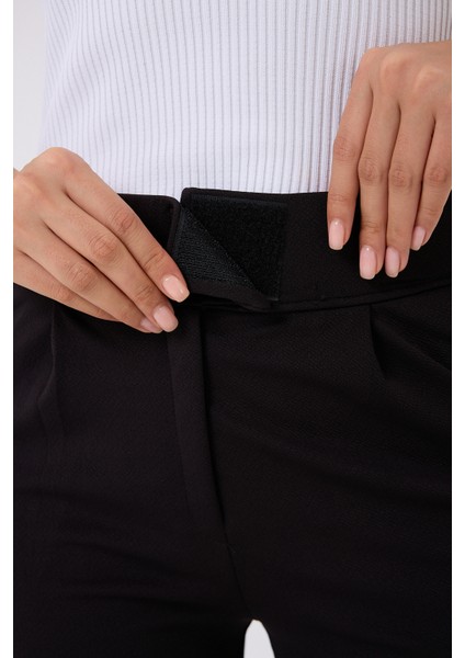 Kadın Likralı Cırt Kapama Siyah Palazzo Pantolon modelleri