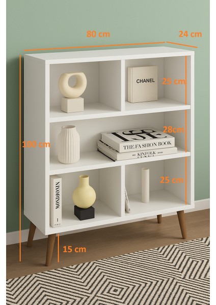 Çok Bölmeli Kitaplık – %100 Mdf – Modern Dekoratif Raf Ünitesi – Ayaklı Çok Amaçlı Düzenleyici – Ev ve Ofis Kullanımına Uygun modelleri