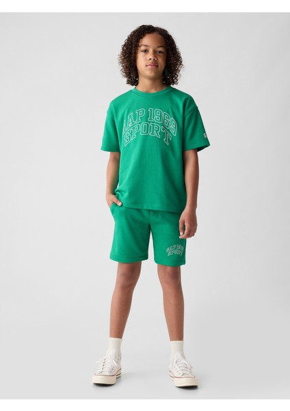 Erkek Çocuk Yeşil Gap Logo Grafikli Kısa Kollu Sweatshirt modelleri