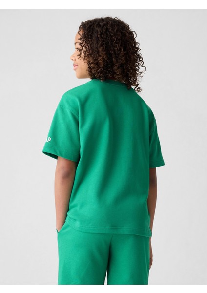 Erkek Çocuk Yeşil Gap Logo Grafikli Kısa Kollu Sweatshirt fırsatları