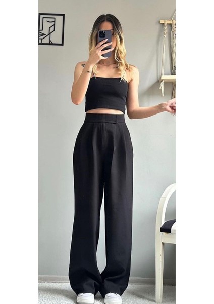 Kadın Likralı Cırt Kapamalı Palazzo Pantolon