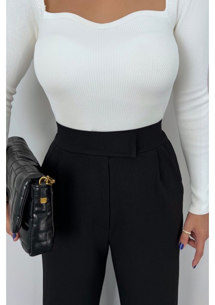 Line Kadın Likralı Cırt Kapama Siyah Palazzo Pantolon modelleri