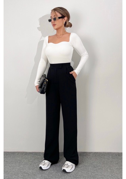 Line Kadın Likralı Cırt Kapama Siyah Palazzo Pantolon indirimleri