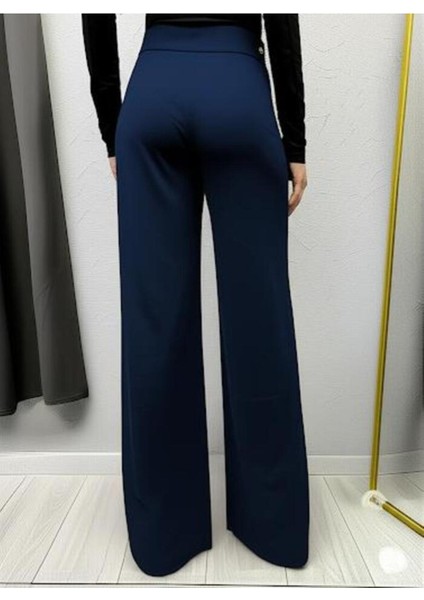 Scuba Krep Önden Pileli Beli Çırt Kapamalı Palazzo Pantolon modelleri