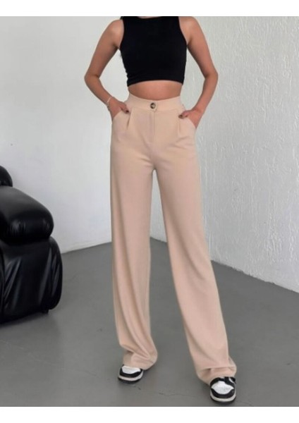 Kadın Bej Palazzo Pantolon Oversize Kesim fiyatları