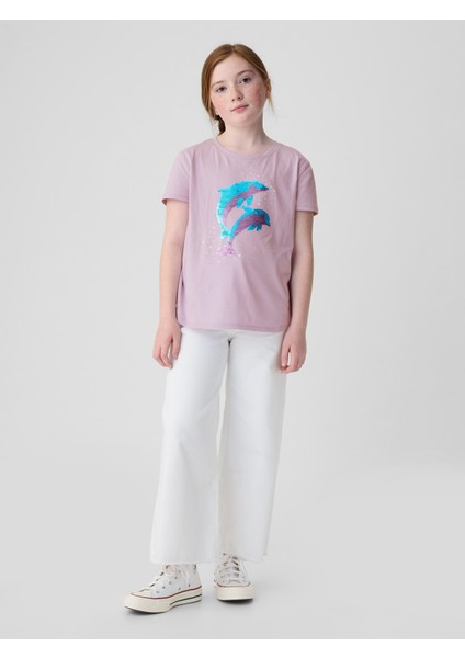 Kız Çocuk Lila Flippy Grafikli T-Shirt fırsatları