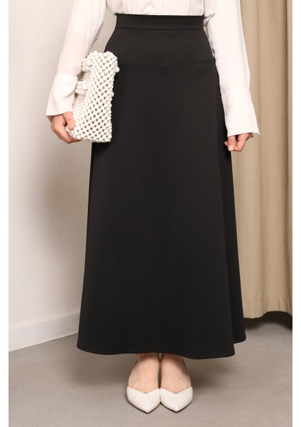 Çan Kesim Siyah Scuba Kloş Etek modelleri