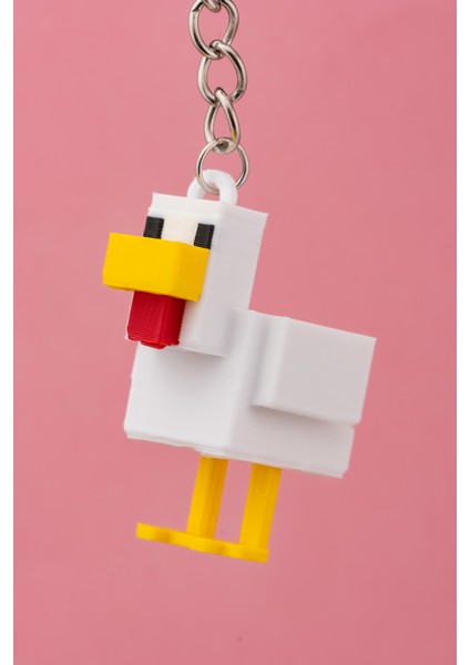 Minecraft Temalı Ördek Anahtarlık | 3D Baskı Figür | Sevimli ve Dayanıklı Tasarım (5 Cm)