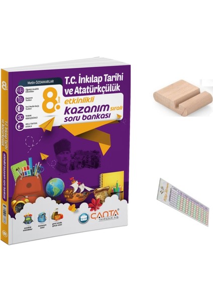 8.sınıf Inkılap Etkinlikli Kazanım Sıralı Soru Bankası+Telefon Tutucu+Soru Çözüm Ayıracı