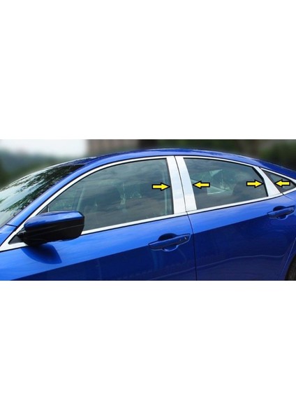 Honda Civic Uyumlu Kapı Direği Nikelajı 6 Parça 2006-2011 Paslanmaz Krom fiyatları
