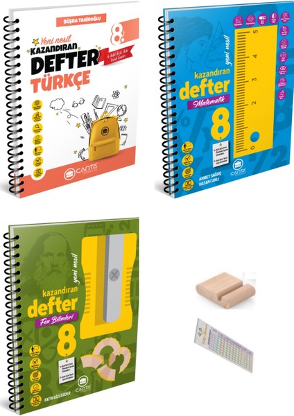 8.sınıf Matematik Fen Türkçe Kazandıran Defter +Telefon Tutucu+ Soru Çözüm Ayıracı