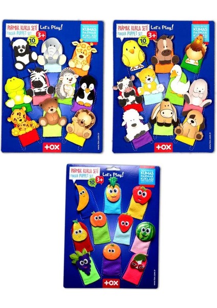 3'lü Set, 30 Parça Parmak Kukla, Evcil ve Vahşi Hayvanlar ile Meyve Figürleri fırsatları