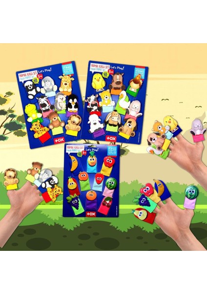 3'lü Set, 30 Parça Parmak Kukla, Evcil ve Vahşi Hayvanlar ile Meyve Figürleri indirimleri