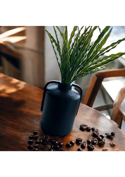 Seramik Dokulu Kulplu Silindir Vazo Siyah, Kahverengi, Bohem, Iskandinav, Dekorasyon fiyatları
