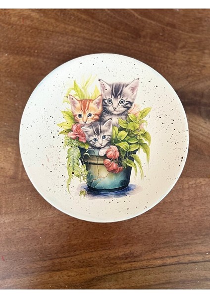 Saksıdaki Kediler 18 cm Duvar Tabağı, Dekorasyon, Mutfak, Balkon fırsatları
