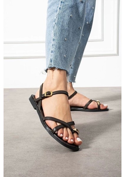 Nordi Kahverengi Cilt Kemerli Sandalet modelleri