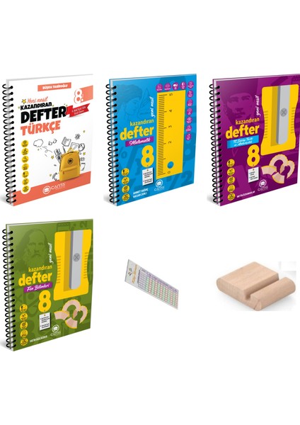 8.sınıf Fen Türkçe Matematik Inkılap Kazandıran Defter +Telefon Tutucu+ Soru Çözüm Ayıracı