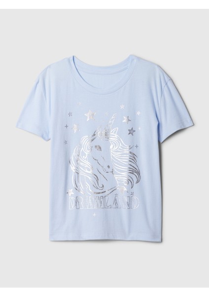 Kız Çocuk Açık Mavi Grafikli T-Shirt fiyatları