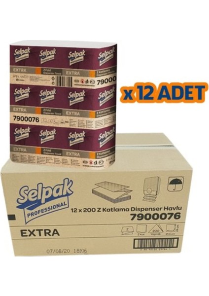 Professional Extra Z Katlı Dispenser Havlu 200’LÜ 12 Paket | 200X12 fiyatları
