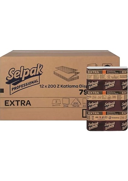 Professional Extra Z Katlı Dispenser Havlu 200’LÜ 12 Paket | 200X12 modelleri