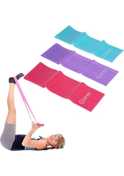 3'lü Aerobik Pilates Direnç Egzersiz Bandı Lastiği 90CM fiyatları