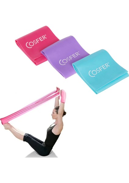 3'lü Aerobik Pilates Direnç Egzersiz Bandı Lastiği 90CM modelleri