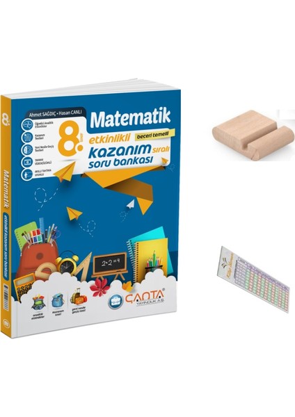 8.sınıf Matematik Etkinlikli Kazanım Sıralı Soru Bankası+Telefon Tutucu+Soru Çözüm Ayıracı