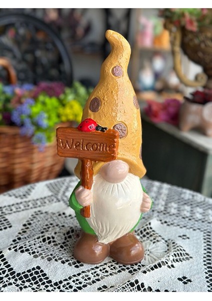 Welcome Cücesi, Gnome Cüce, Bahçe, Kapı, Teras Dekor, Hediye Alternatifi