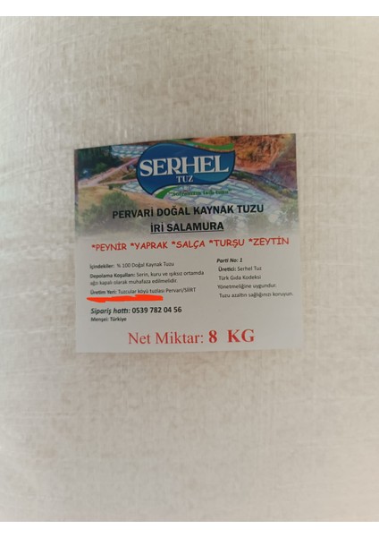 Doğal Kaynak Tuzu ( Iri Salamura ve Sofrada Öğütme) 8 kg fiyatları