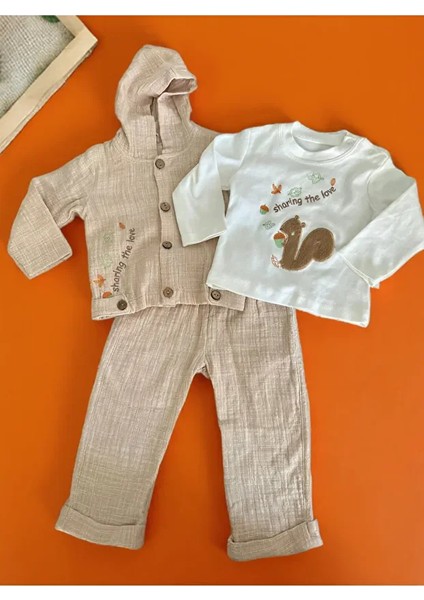 Erkek Bebek/çocuk Ceketli 3'lü Takım - Bej indirimleri