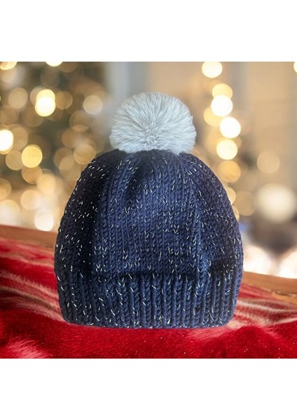 Gümüş Simli Lacivert Bere, El Örgüsü Yün Bere modelleri