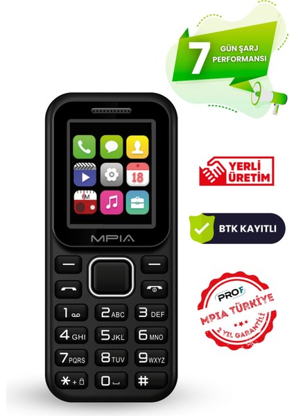 Yerli Üretim Kamerasız Tuşlu Cep Telefonu 7 Gün Şarj Asker Yaşlı Öğrenci Ofis Telefonu 2 Yıl Garanti