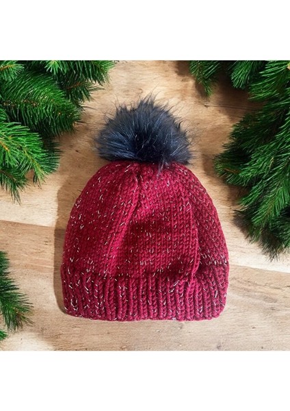 Gümüş Simli Bordo Bere, El Örgüsü Yün Bere modelleri