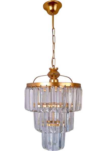 Alvina Tekli Avize Gold– Kristal Taşlı Modern Sarkıt Salon Avizesi modelleri