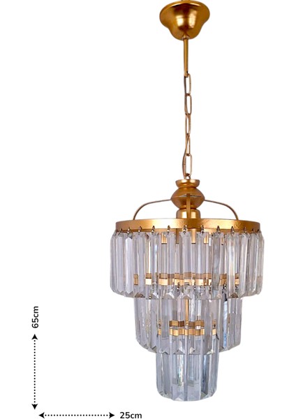 Alvina Tekli Avize Gold– Kristal Taşlı Modern Sarkıt Salon Avizesi fırsatları