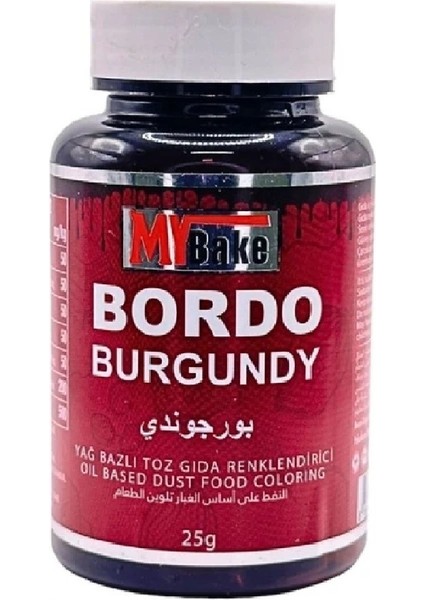 Yağ Bazlı Toz Boya My Bake 25 gr Bordo