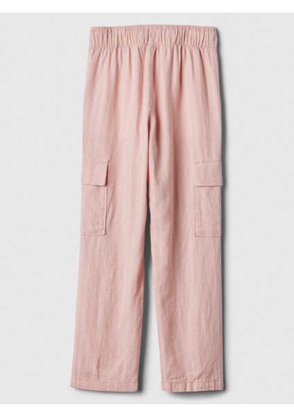 Kız Çocuk Pembe Easy Keten Karışımlı Kargo Pantolon fiyatları