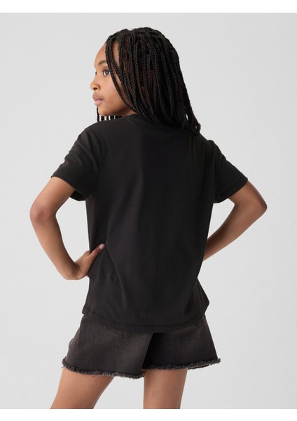 Kız Çocuk Siyah Pullu Sequin Grafikli T-Shirt fırsatları