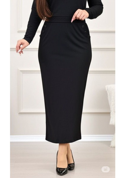 Cepli (Dügme Detaylı 93-94CM) Kalem Etek