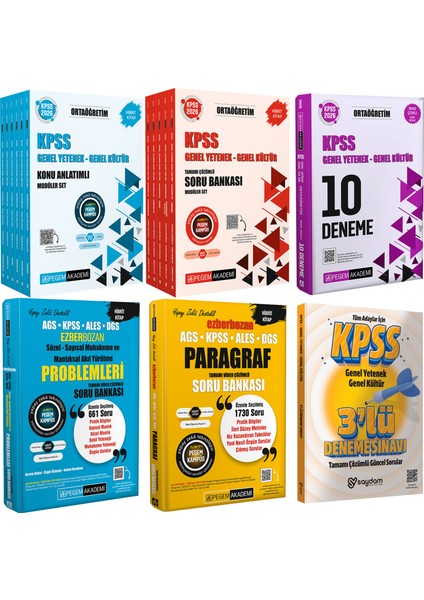 2026 Kpss Ortaöğretim Konu Anlatımlı 6 Kitap-Soru Bankası 5 Kitap-10 Deneme-Paragraf-Akıl Yürütme