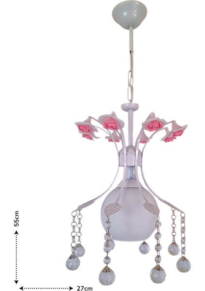 Mahru Tekli Avize Beyaz – Çiçek Detaylı Kristal Taşlı Modern Sarkıt Avize indirimleri