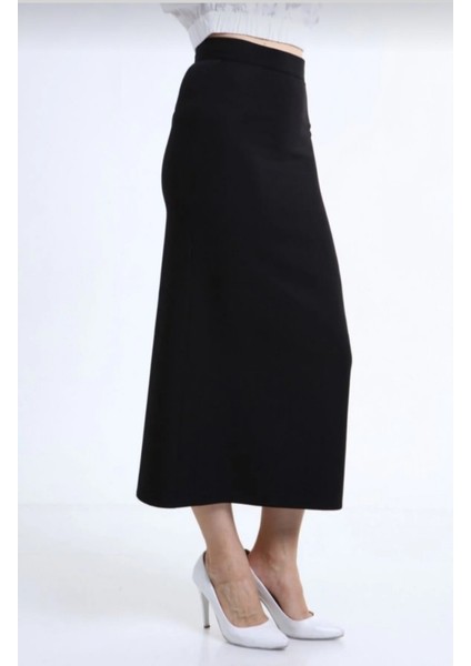 Kadın Siyah Likralı Uzun Kalem Etek modelleri