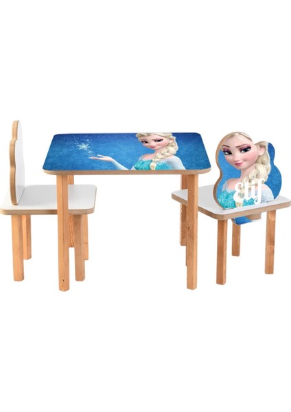Baskılı Masa Isme Özel Çocuk Masa ve 2sandalye Takımı Aktivite Masası Mobilya Ahşap Oyuncak