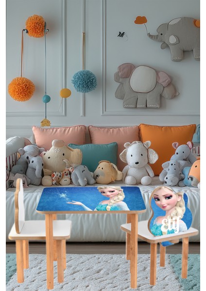 Baskılı Masa Isme Özel Çocuk Masa ve 2sandalye Takımı Aktivite Masası Mobilya Ahşap Oyuncak fiyatları