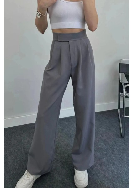 Kadın Beli Cırt Kapamalı Yüksek Bel Palazzo Pantolon modelleri