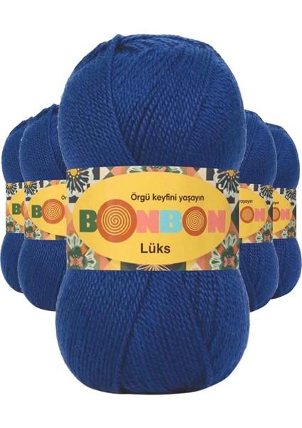 5 Adet Lüks Patik Ipi Yünü Saks Mavi 98488